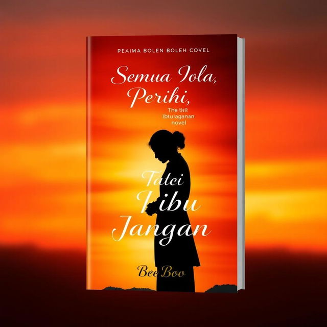 A stunning book cover design for a novel titled 'Semua Boleh Pergi, Tapi Ibu Jangan' by the pen name BeeBoo