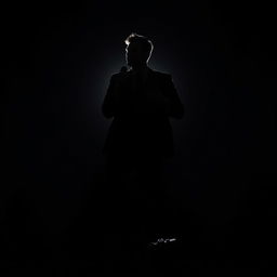 A striking silhouette of an actor standing confidently in a spotlight, exuding an aura of charisma and mystery