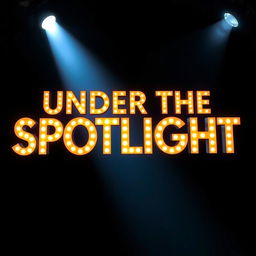 The phrase 'Under The Spotlight' artistically rendered in bold, illuminated letters that appear to glow against a dark background