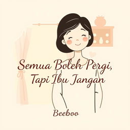 A simplistic and heartfelt illustration for a novel titled 'Semua Boleh Pergi, Tapi Ibu Jangan'