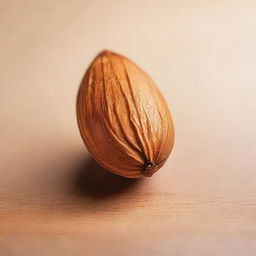 A perfectly shaped almond showcased prominently, resting on a clean, uncluttered background