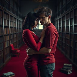 A poignant dark romance scene set in a college environment, capturing the raw emotions of love and conflict