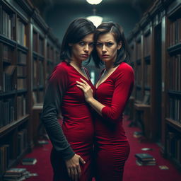 A poignant dark romance scene set in a college environment, capturing the raw emotions of love and conflict