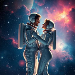 A romantic scene in outer space titled 'Starlight Serenade'