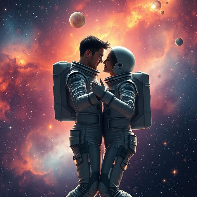 A romantic scene in outer space titled 'Starlight Serenade'