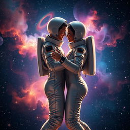 A romantic scene in outer space titled 'Starlight Serenade'