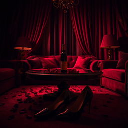 An atmospheric dark romance scene that captures the essence of tension and desire without featuring people