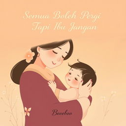 A simple yet emotionally evocative illustration for a novel titled 'Semua Boleh Pergi Tapi Ibu Jangan'