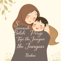 A simple yet emotionally compelling illustration for the novel titled 'Semua Boleh Pergi Tapi Ibu Jangan'