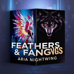 A striking book cover design for 'Feathers & Fangs' by Aria Nightwing