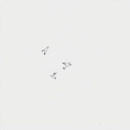A minimalist artwork featuring birds in flight, depicted as single continuous line drawings against a soft grey background