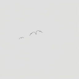 A minimalist artwork featuring birds in flight, depicted as single continuous line drawings against a soft grey background