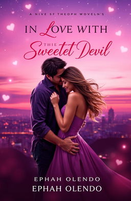 A romantic book cover design for a novel titled 'IN LOVE WITH THE SWEETEST DEVIL' by EPHAH OLENDO
