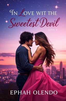 A romantic book cover design for a novel titled 'IN LOVE WITH THE SWEETEST DEVIL' by EPHAH OLENDO