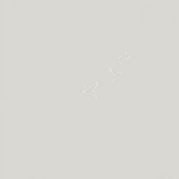 A minimalist artwork featuring birds represented in line art, elegantly flying across a soft grey background