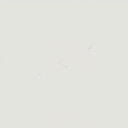A minimalist artwork featuring birds represented in line art, elegantly flying across a soft grey background