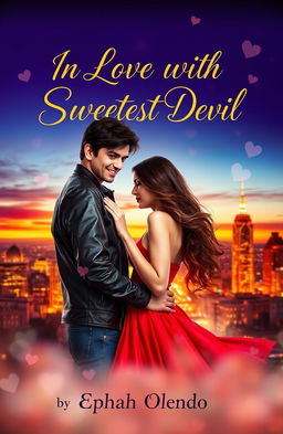 A romantic book cover for 'IN LOVE WITH THE SWEETEST DEVIL BY Ephah Olendo'