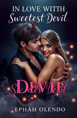 A captivating cover design for a romance novel titled 'IN LOVE WITH THE SWEETEST DEVIL' by Ephah Olendo