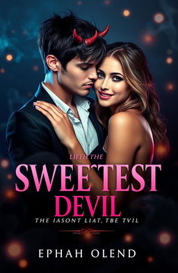 A captivating cover design for a romance novel titled 'IN LOVE WITH THE SWEETEST DEVIL' by Ephah Olendo