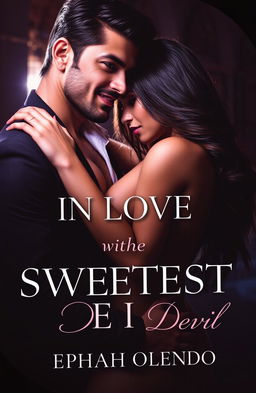 An eye-catching book cover for 'IN LOVE WITH THE SWEETEST DEVIL' by Ephah Olendo, featuring a sensuous couple entwined in a passionate embrace