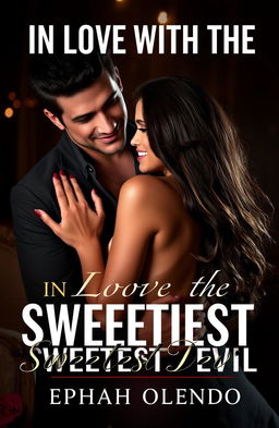 An eye-catching book cover for 'IN LOVE WITH THE SWEETEST DEVIL' by Ephah Olendo, featuring a sensuous couple entwined in a passionate embrace