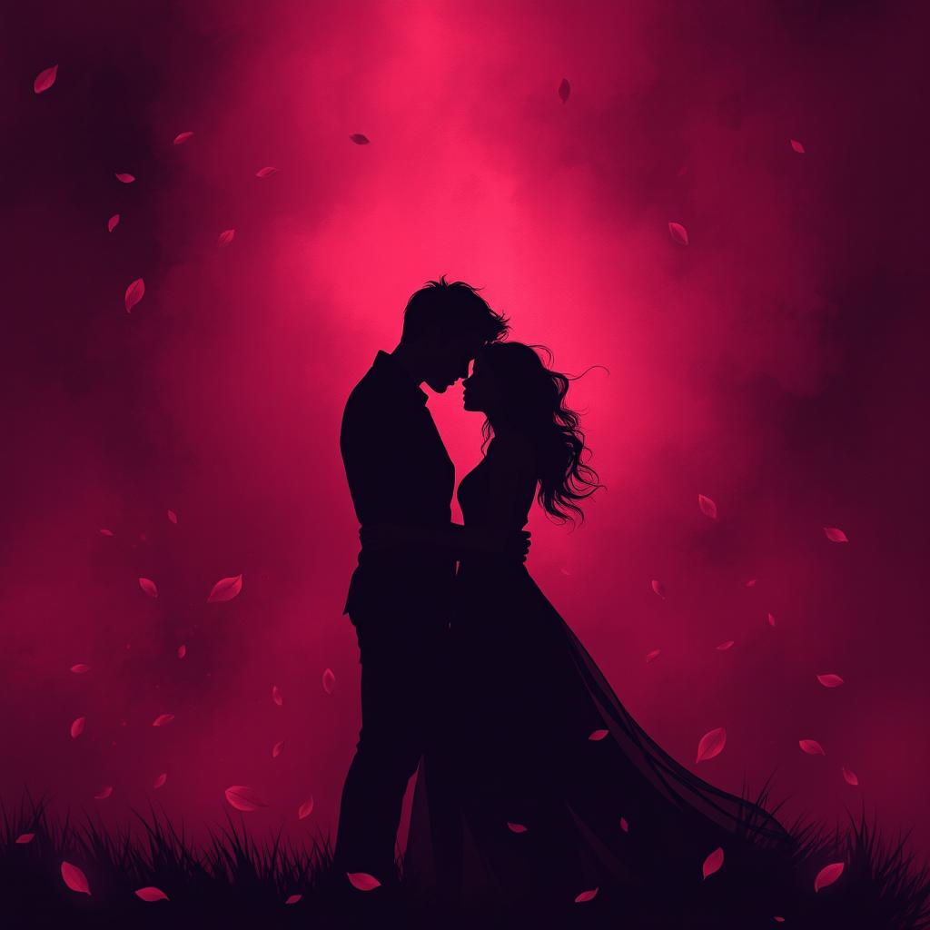 A moody and atmospheric A4 size illustration capturing a dark romance theme