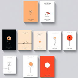 A collection of minimalist art suitable for book covers, showcasing various simple yet impactful designs