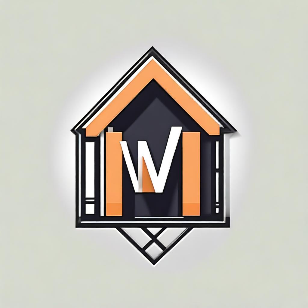 A unique logo design combining the letter 'W', a stylized depiction of a house, and scaffolding frames together, symbolizing the creativity and construction expertise of an architectural company