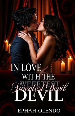 The book cover for 'IN LOVE WITH THE SWEETEST DEVIL' by Ephah Olendo features a passionate embrace between a couple, radiating intense romantic energy