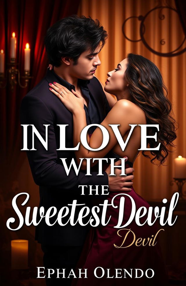 The book cover for 'IN LOVE WITH THE SWEETEST DEVIL' by Ephah Olendo features a passionate embrace between a couple, radiating intense romantic energy