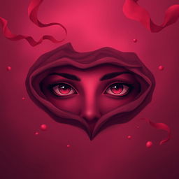 An evocative and atmospheric illustration representing dark romance, featuring deep dark pink tones that set an enchanting yet melancholic mood