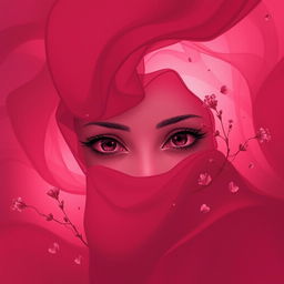 An evocative and atmospheric illustration representing dark romance, featuring deep dark pink tones that set an enchanting yet melancholic mood