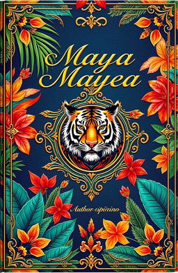 A stunning book cover design featuring vibrant colors and intricate patterns inspired by traditional Malay art
