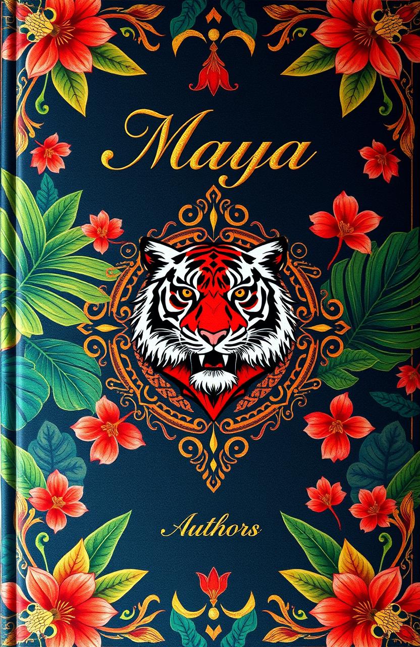 A stunning book cover design featuring vibrant colors and intricate patterns inspired by traditional Malay art