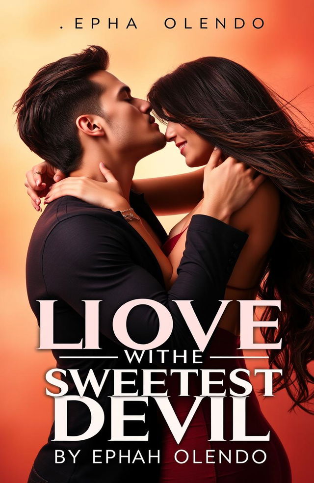 An erotic romance book cover titled "IN LOVE WITH THE SWEETEST DEVIL BY Ephah Olendo" featuring a passionate couple locked in a kiss