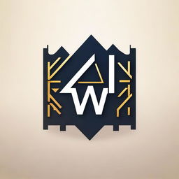 A unique logo design combining the letter 'W', a stylized depiction of a house, and scaffolding frames together, symbolizing the creativity and construction expertise of an architectural company