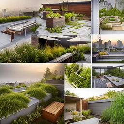 A variety of creative and innovative rooftop designs including modern, traditional, and green living rooftops