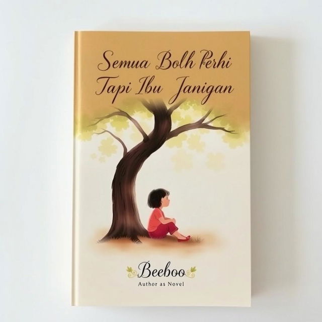 A simple yet emotionally impactful cover for the novel titled 'Semua Boleh Pergi Tapi Ibu Jangan'