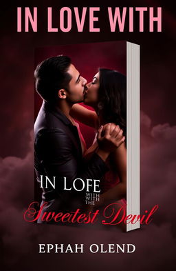 An erotic book cover for 'IN LOVE WITH THE SWEETEST DEVIL' by Ephah Olendo, featuring a passionate kiss between a handsome, devilishly charming man and a beautiful woman