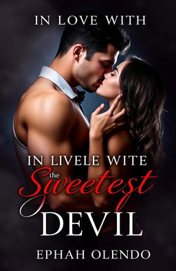 An erotic book cover for 'IN LOVE WITH THE SWEETEST DEVIL' by Ephah Olendo, featuring a passionate kiss between a handsome, devilishly charming man and a beautiful woman