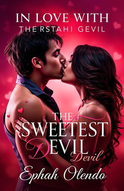 An erotic book cover titled 'IN LOVE WITH THE SWEETEST DEVIL' by Ephah Olendo, featuring a passionate scene of a couple kissing