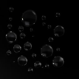 An elegant composition featuring crystal-clear water droplets resting on a pitch black background