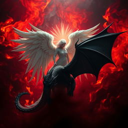 An imaginative scene featuring a palette of red, black, and silver