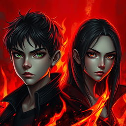 A realistic image featuring a palette of red, black, and silver