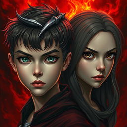 A realistic image featuring a palette of red, black, and silver