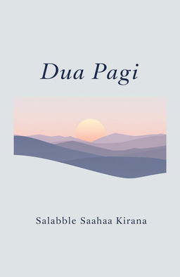 A minimalist novel cover design for 'Dua Pagi' by Salsabila Sahda Kirana