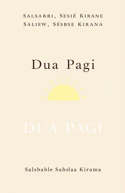 A minimalist novel cover for 'Dua Pagi' featuring Salsabila Sahda Kirana's name prominently displayed