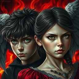 A realistic image featuring a palette of red, black, and silver