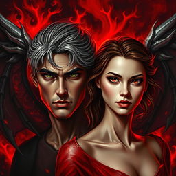 A realistic image featuring a palette of red, black, and silver
