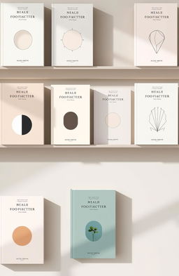 A collection of minimalist book covers featuring simple yet elegant designs